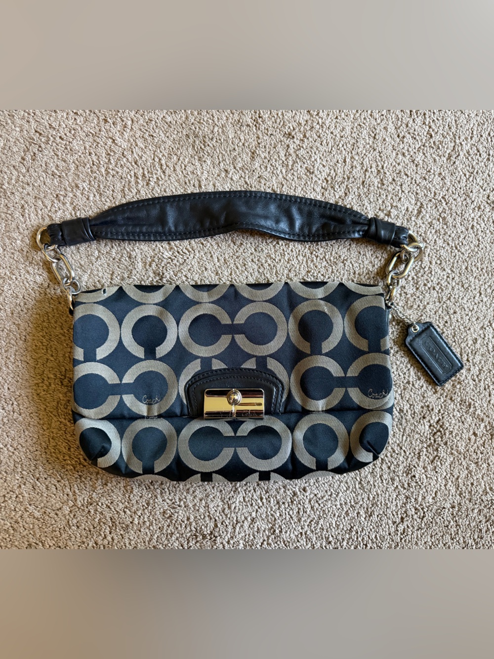 Coach Black Signature Silky Shoulder Purse